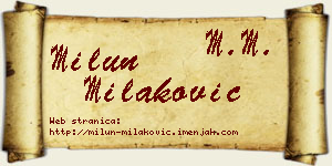 Milun Milaković vizit kartica